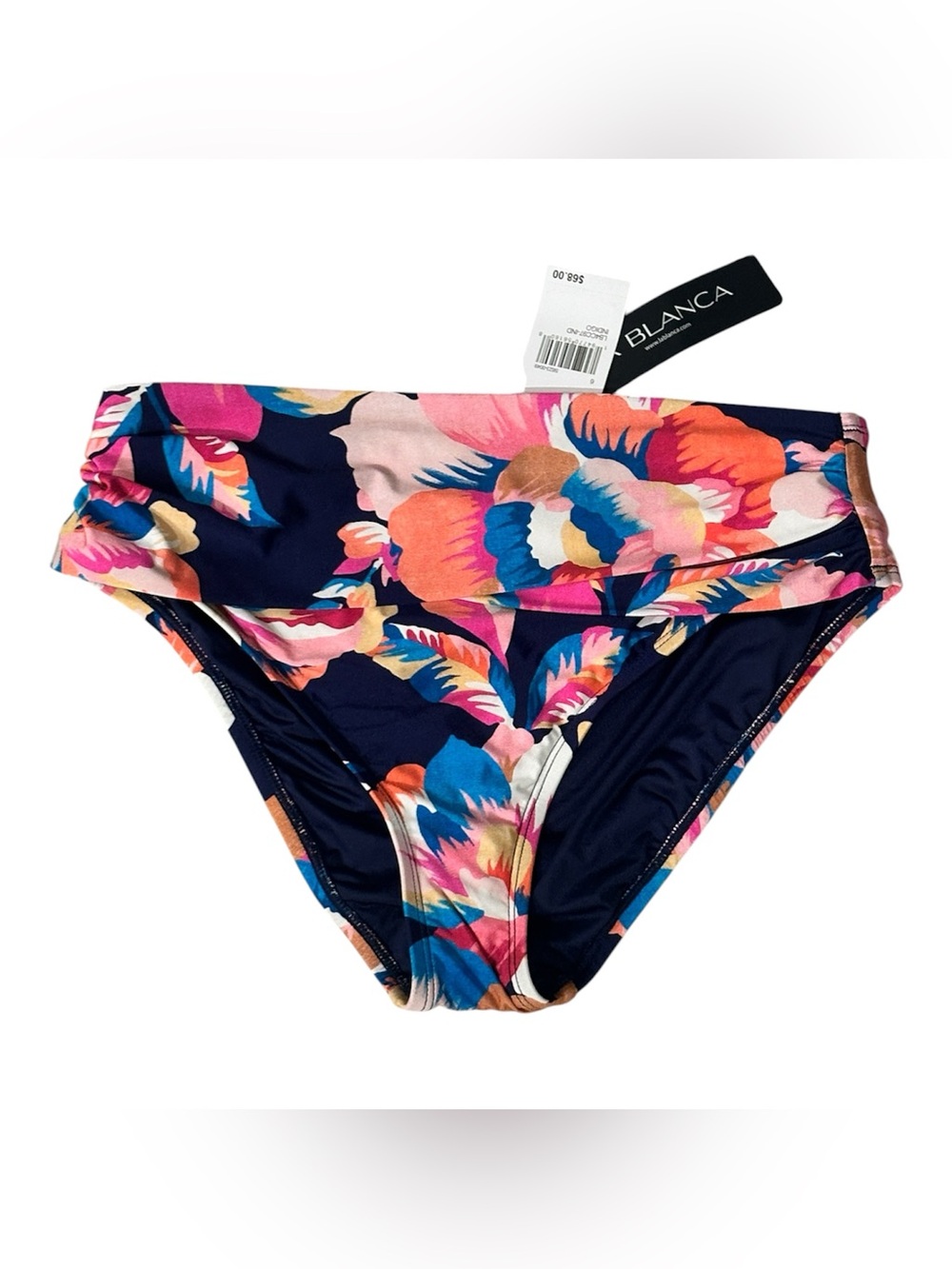 La Blanca Navy Floral Fold-Over Bikini Bottom